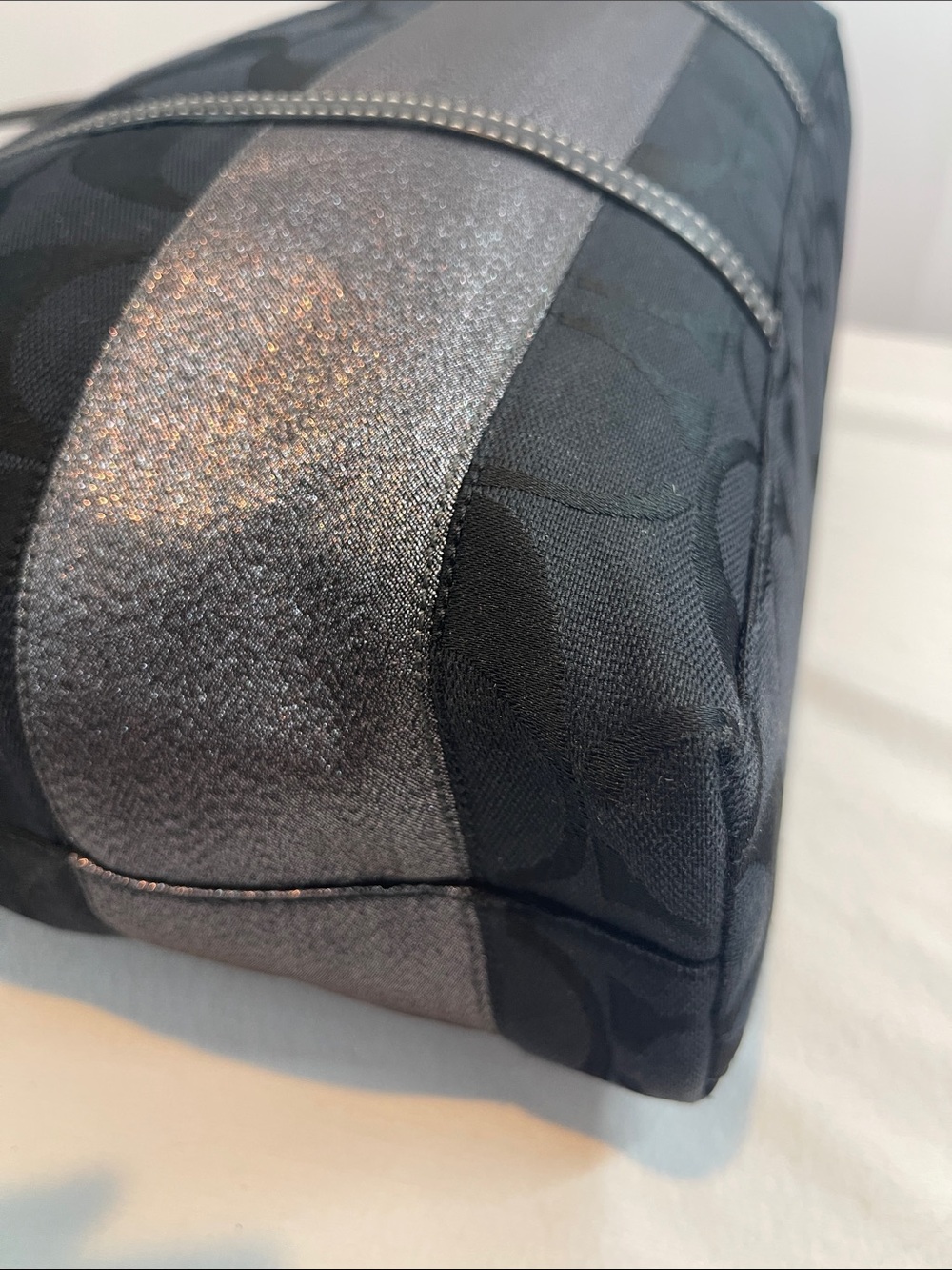 Coach F0767-11099 Signature Tote Black Jacquard Silver Metallic Shoulder Bag - Picture 7 of 11